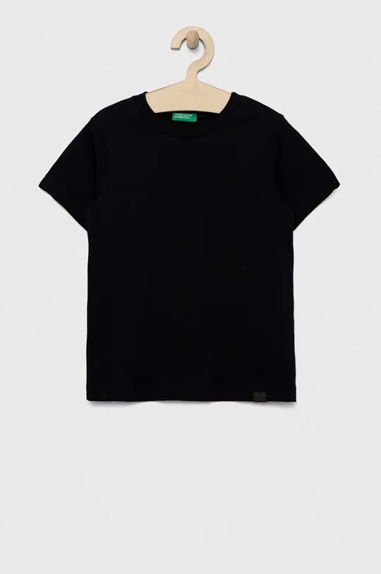 črna Otroška bombažna kratka majica United Colors of Benetton Otroški