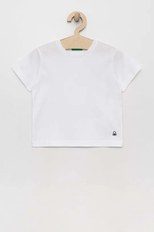 biały United Colors of Benetton t-shirt bawełniany dziecięcy Dziecięcy