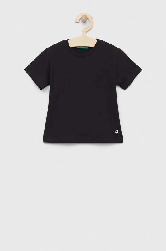 czarny United Colors of Benetton t-shirt bawełniany dziecięcy Dziecięcy