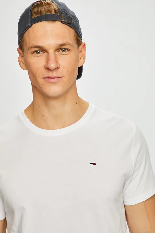 biały Tommy Jeans - T-shirt DM0DM04411 Męski