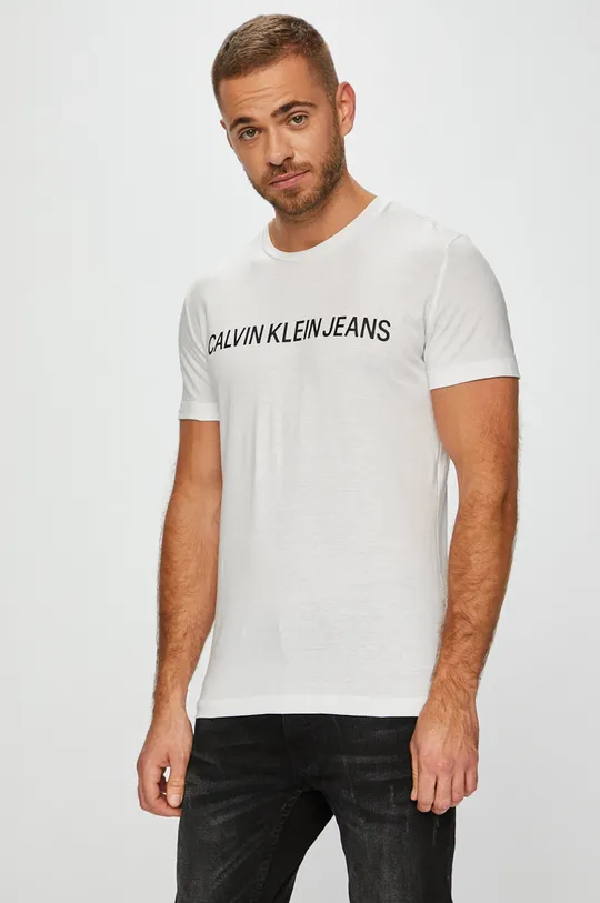 biały Calvin Klein Jeans - T-shirt J30J307855 Męski