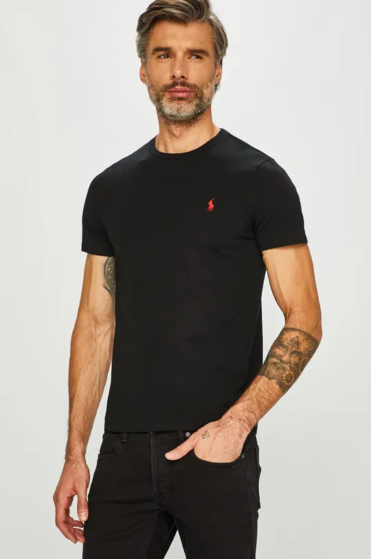 czarny Polo Ralph Lauren - T-shirt 710680785001 Męski