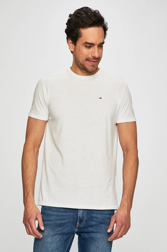 biały Tommy Jeans - T-shirt DM0DM04413 Męski