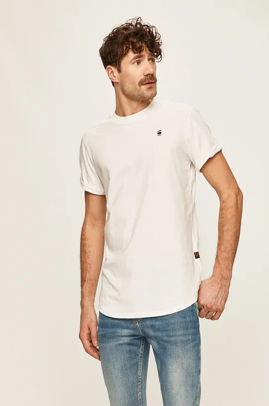 biały G-Star Raw t-shirt bawełniany D16396.B353 Męski
