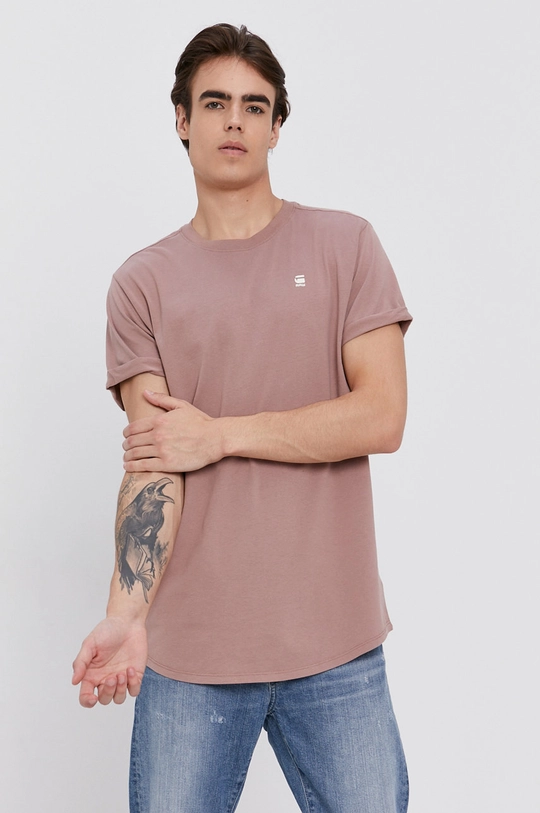 różowy G-Star Raw t-shirt bawełniany D16396.B353 Męski