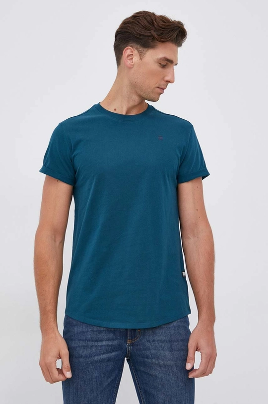 turkusowy G-Star Raw t-shirt bawełniany D16396.B353 Męski