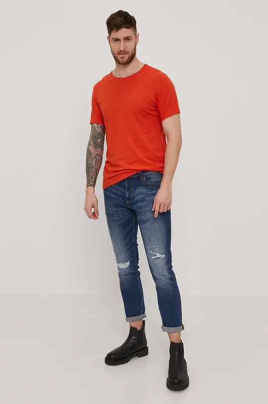 Selected Homme - T-shirt pomarańczowy