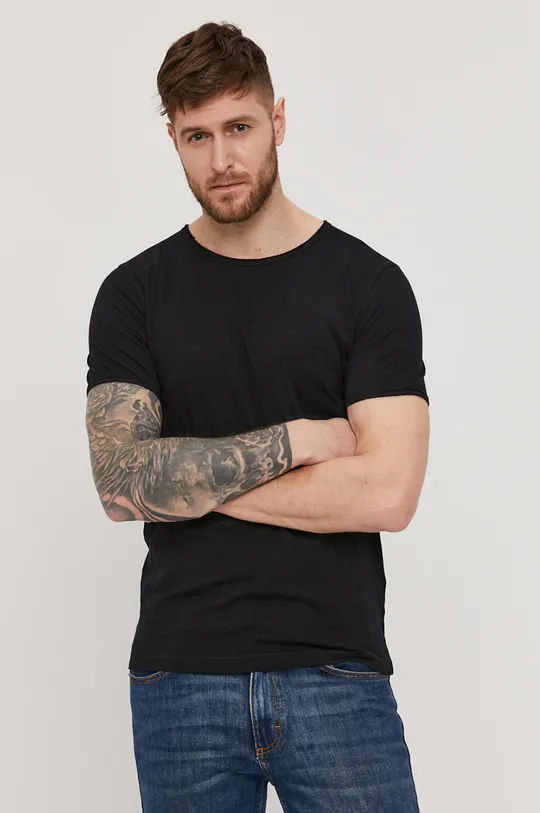 czarny Selected Homme - T-shirt Męski
