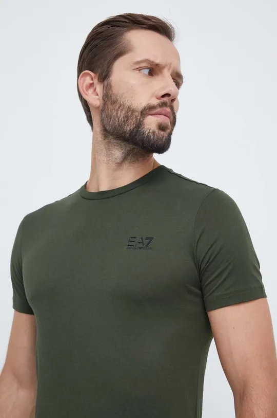 zelená Bavlnené tričko EA7 Emporio Armani Pánsky