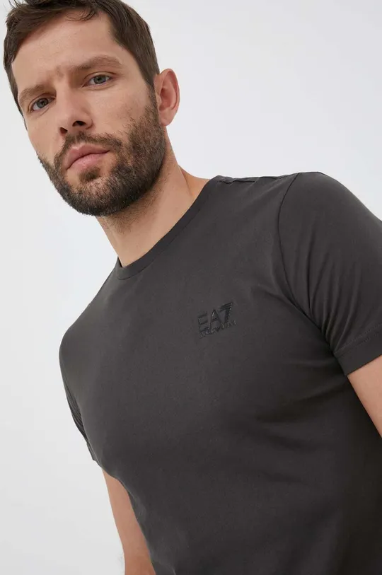 szary EA7 Emporio Armani t-shirt bawełniany