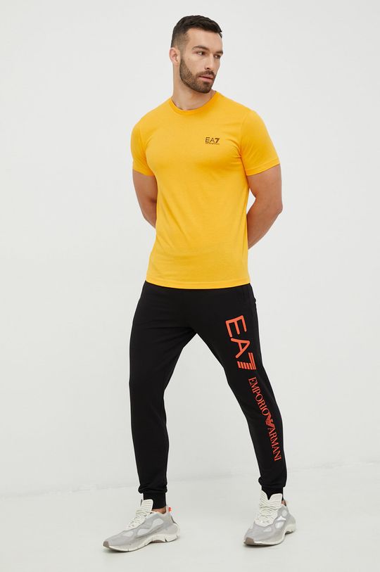 Bavlnené tričko EA7 Emporio Armani žltá