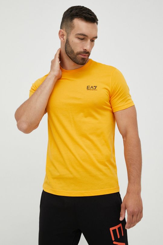 žltá Bavlnené tričko EA7 Emporio Armani