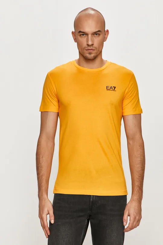 жовтий Бавовняна футболка EA7 Emporio Armani Чоловічий