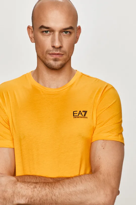żółty EA7 Emporio Armani t-shirt bawełniany 8NPT51.PJM9Z