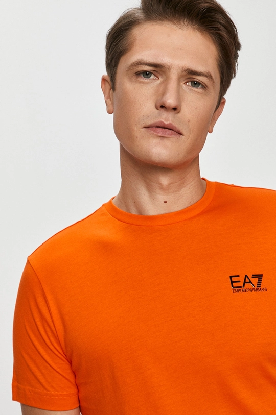 oranžová Bavlnené tričko EA7 Emporio Armani