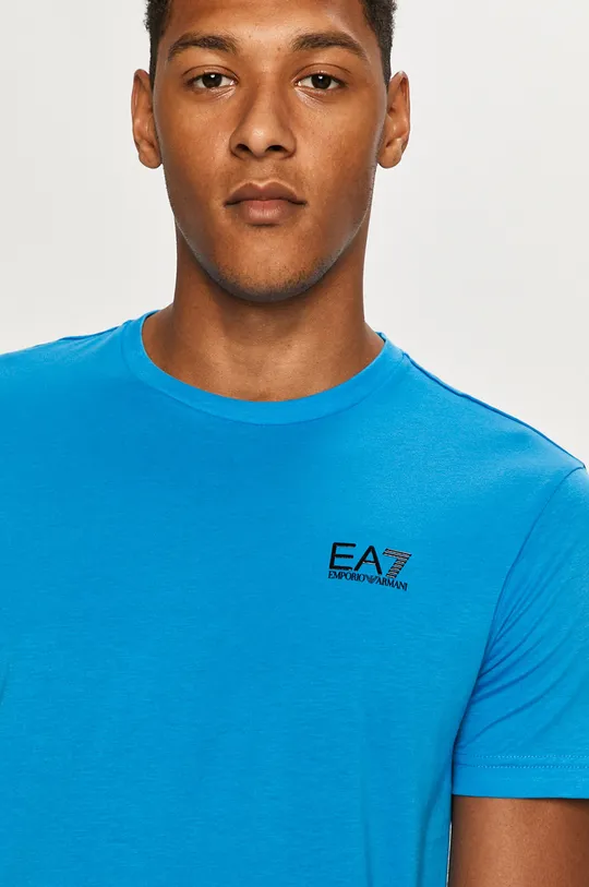 голубой Хлопковая футболка EA7 Emporio Armani