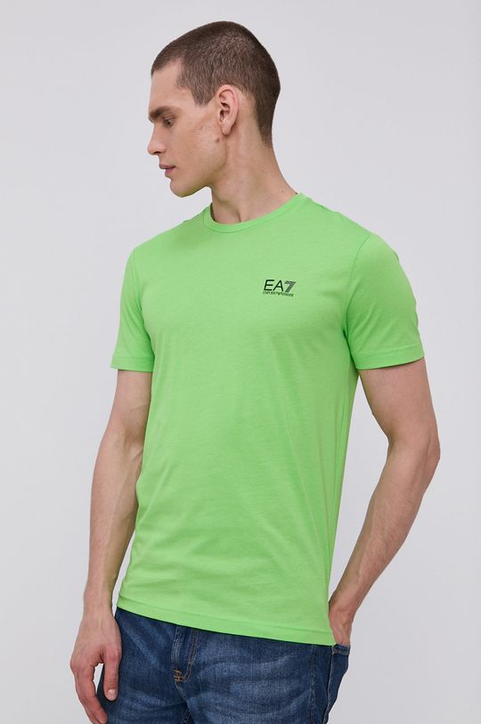 zelená Bavlnené tričko EA7 Emporio Armani Pánsky