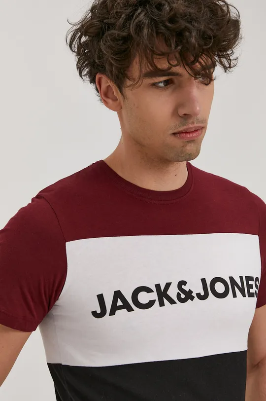 bordowy Jack & Jones - T-shirt