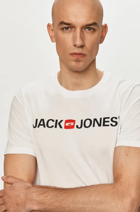 biały Jack & Jones T-shirt Męski