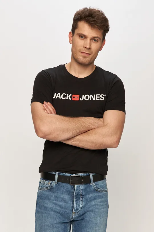 čierna Tričko Jack & Jones Pánsky