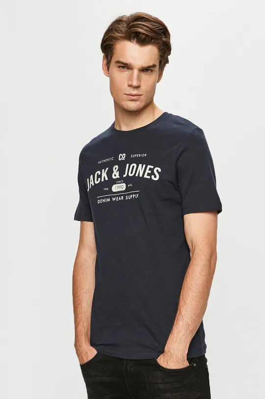 granatowy Jack & Jones - T-shirt Męski