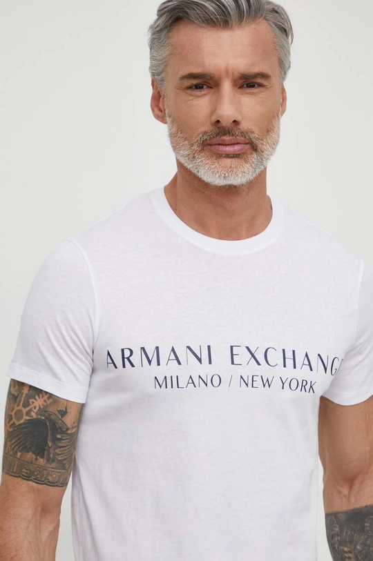 bijela Majica kratkih rukava Armani Exchange Muški