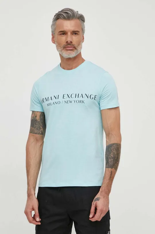 modrá Tričko Armani Exchange Pánsky