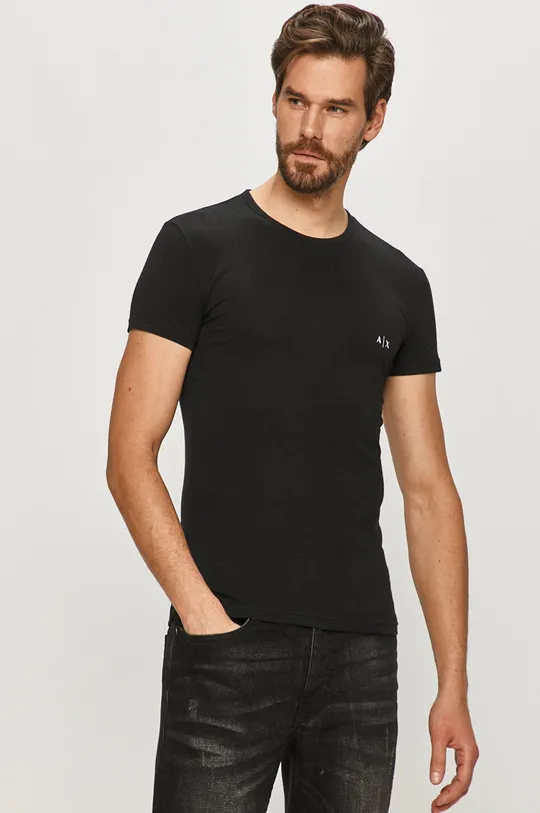 czarny Armani Exchange t-shirt (2-pack) Męski
