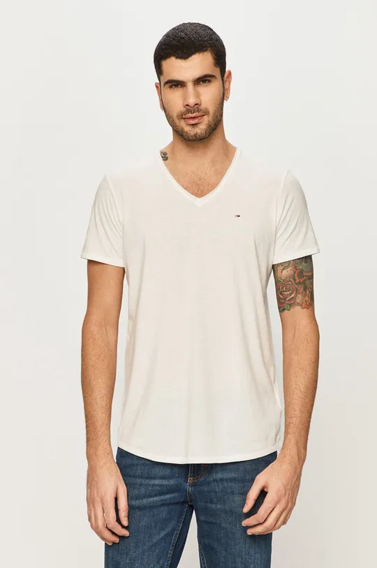 biały Tommy Jeans t-shirt Męski