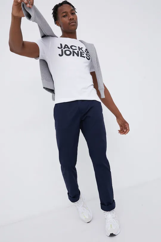 Bavlnené tričko Jack & Jones biela