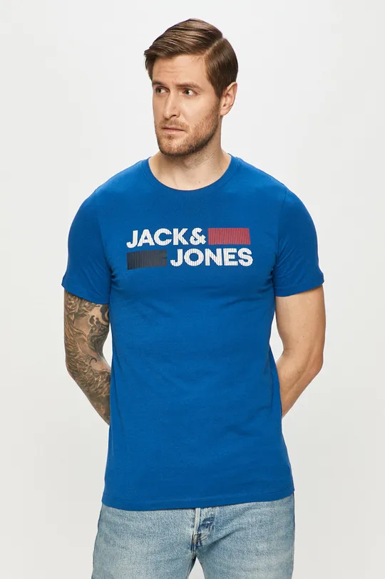 modrá Bavlnené tričko Jack & Jones Pánsky