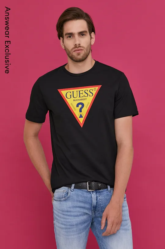 czarny Guess T-shirt Męski