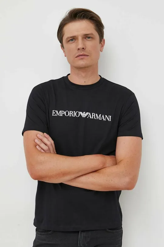 czarny Emporio Armani t-shirt bawełniany