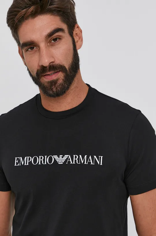 fekete Emporio Armani pamut póló