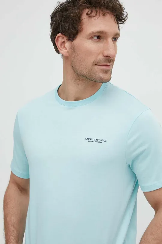 блакитний Бавовняна футболка Armani Exchange Чоловічий