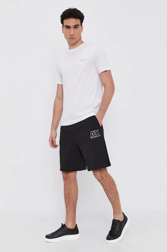 Βαμβακερό μπλουζάκι Armani Exchange λευκό