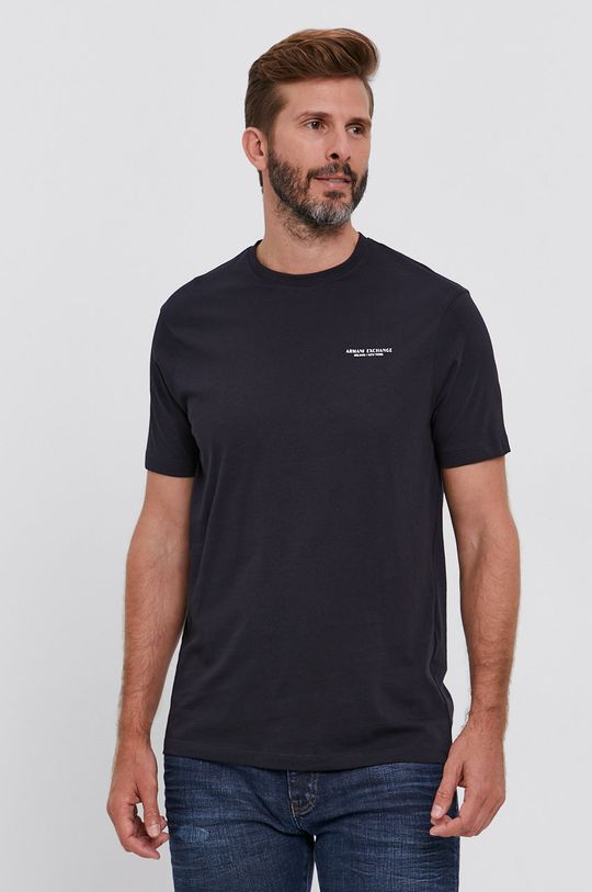granatowy Armani Exchange T-shirt bawełniany Męski