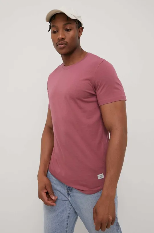 ροζ Βαμβακερό μπλουζάκι Jack & Jones Ανδρικά
