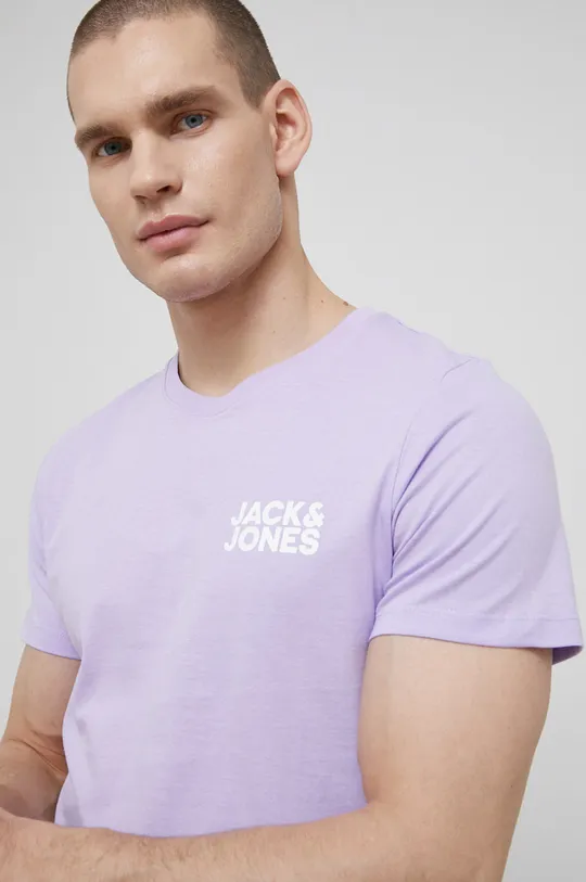 fioletowy Jack & Jones t-shirt bawełniany