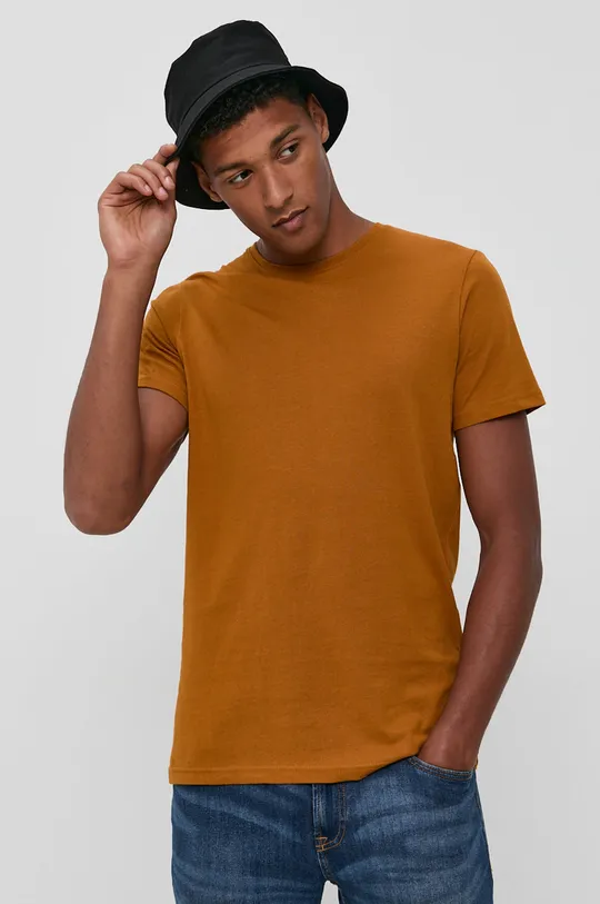 brązowy Solid T-shirt bawełniany