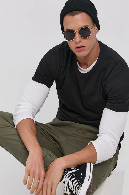 nero !SOLID t-shirt in cotone Uomo