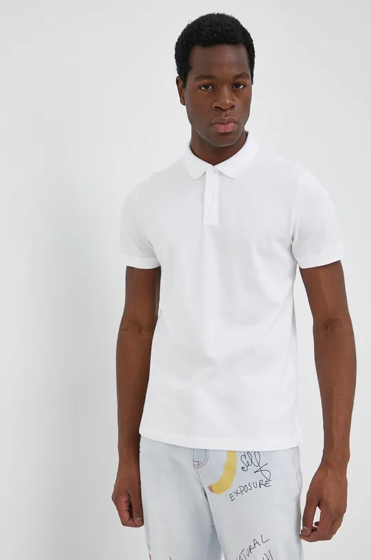 Βαμβακερό μπλουζάκι πόλο s.Oliver λευκό