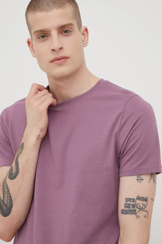 фиолетовой Хлопковая футболка Solid Мужской