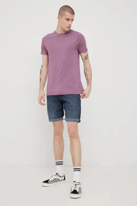 Solid t-shirt bawełniany fioletowy
