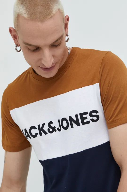 brązowy Jack & Jones t-shirt bawełniany
