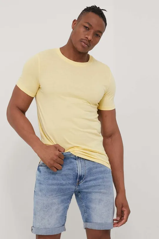 żółty Jack & Jones t-shirt bawełniany Męski