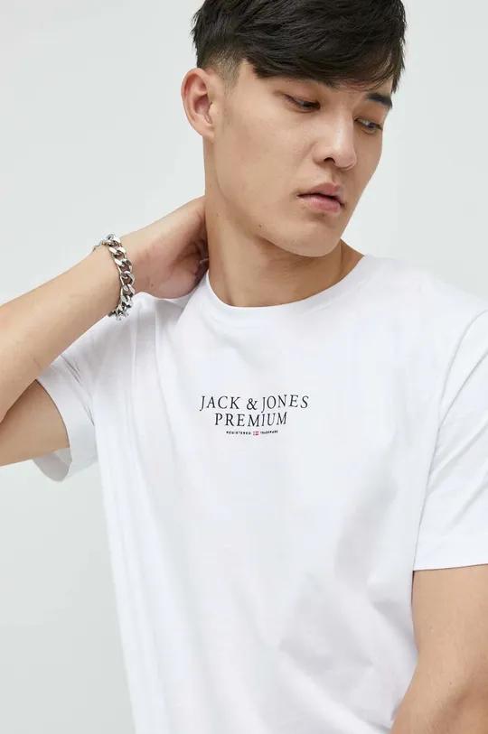 bela Bombažna kratka majica Premium by Jack&Jones Archie
