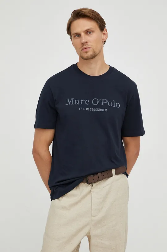 тёмно-синий Хлопковая футболка Marc O'Polo Мужской