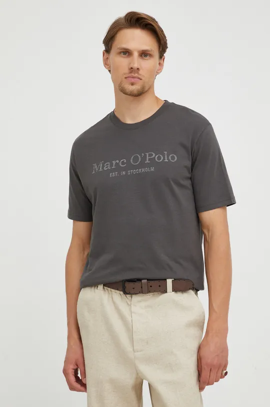 siva Bombažna kratka majica Marc O'Polo Moški