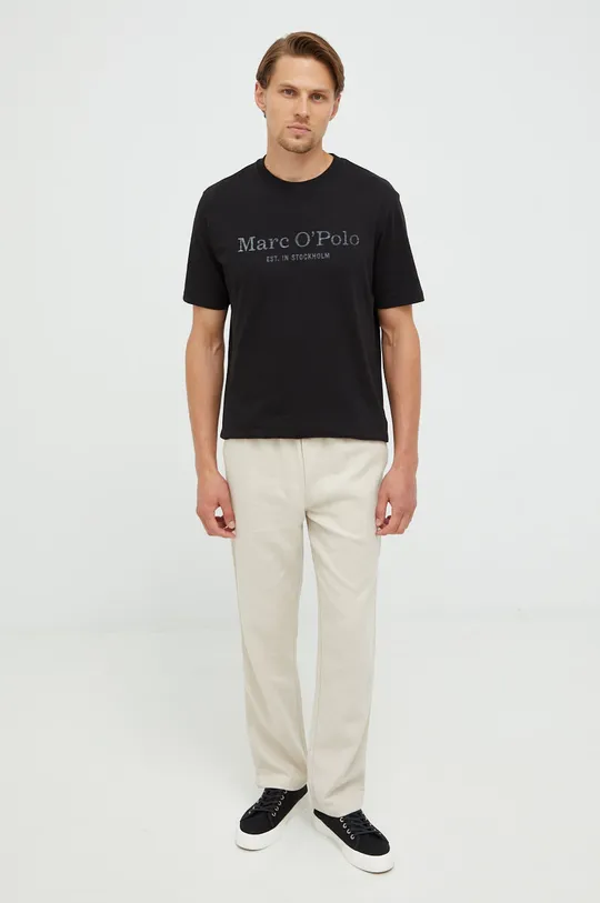 μαύρο Βαμβακερό μπλουζάκι Marc O'Polo Ανδρικά